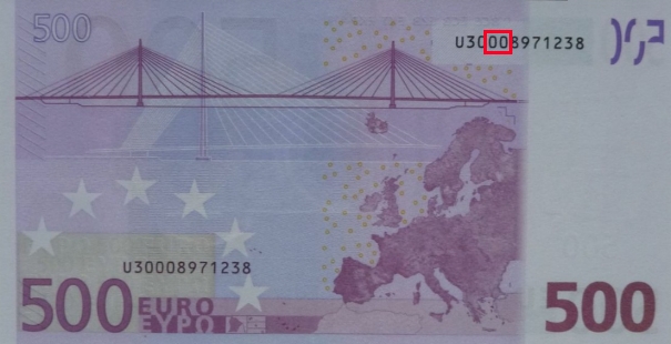 Emplacement de la charge sur 500 euro