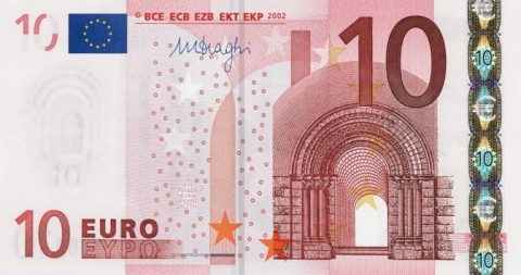 Recto du billet 10 euro série 2002
