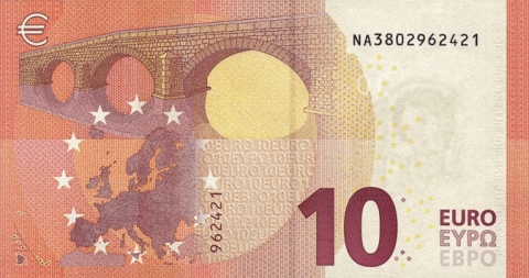 Verso du billet 10 euro série Europe