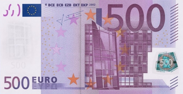 Recto du billet 500 euro série 2002