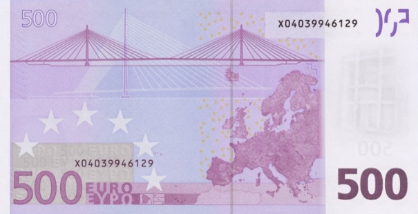 Verso du billet 500 euro série 2002