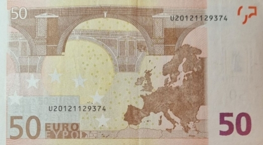 Verso du billet 50 euro série 2002
