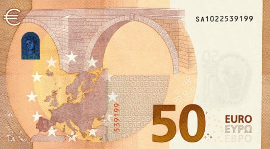 Verso du billet 50 euro série Europe