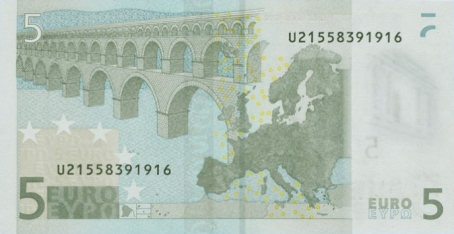 Verso du billet 5 euro série 2002