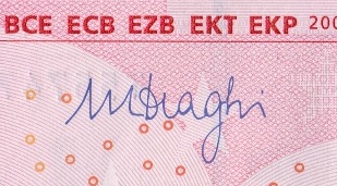 Signature de Mario Draghi sur billet euro