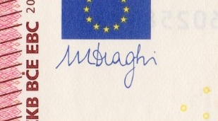 Signature de Mario Draghi sur billet euro