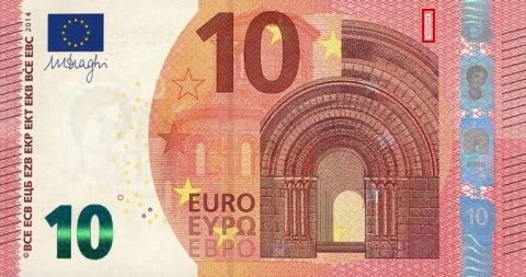 Emplacement du code court sur le billet 10 euro